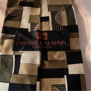 Pierre Balmain EUC couture silk tie - Olive brown & beige